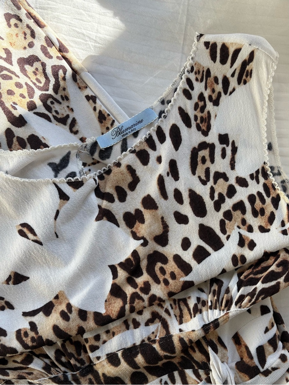 Blumarine y2k Animal Print Sleeveless Bodycon Midi Dress - Ivory, Brown & Black